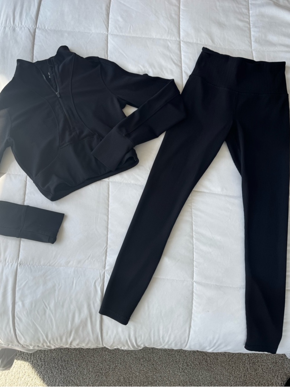 Black Ribbed Athletic Set